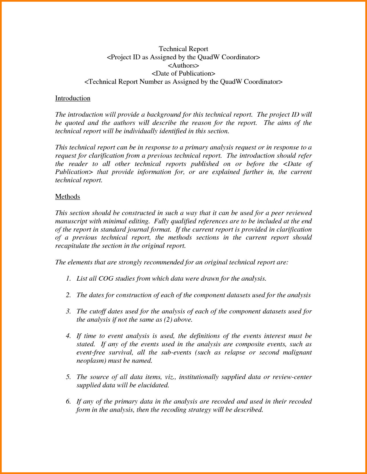 Technical Report Template Attending Technical Report With Template For Technical Report