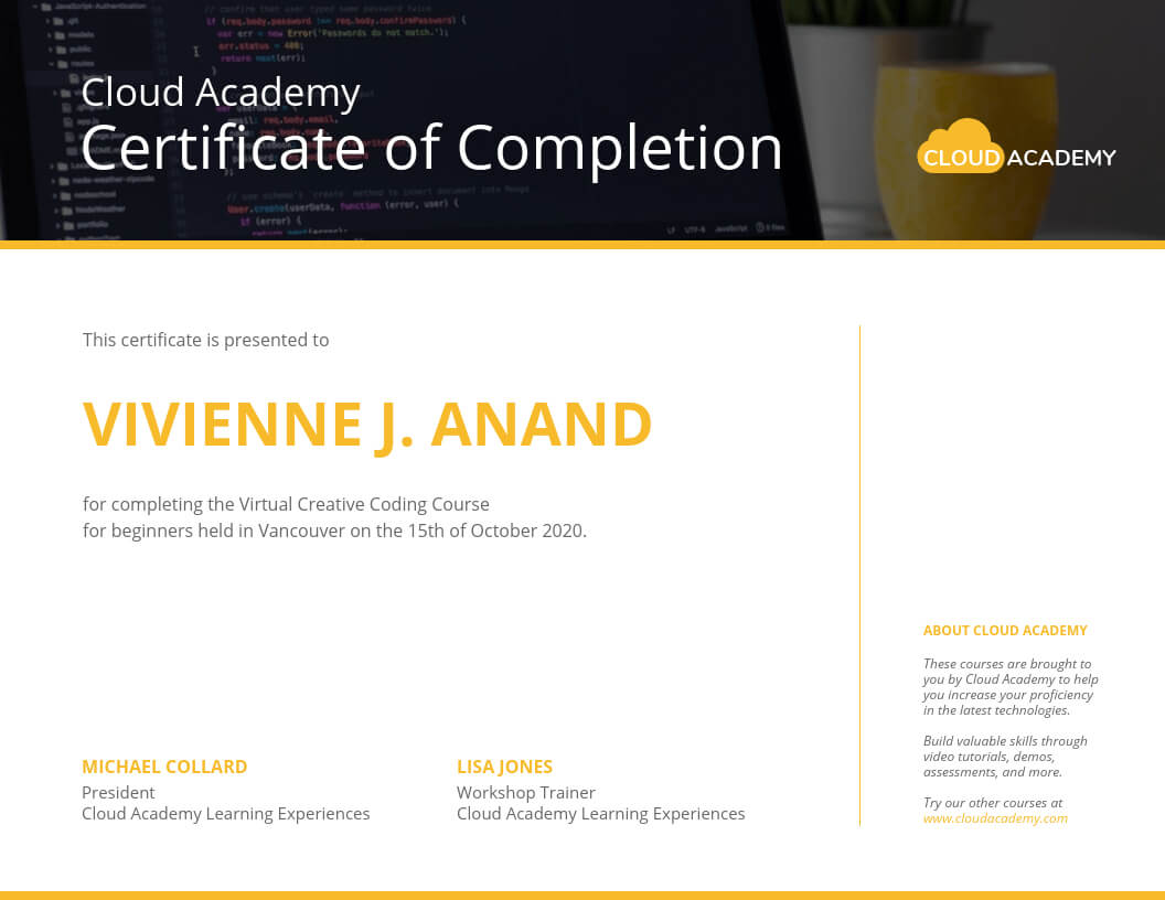 Technology Certificate Template Template – Venngage With Regard To Workshop Certificate Template