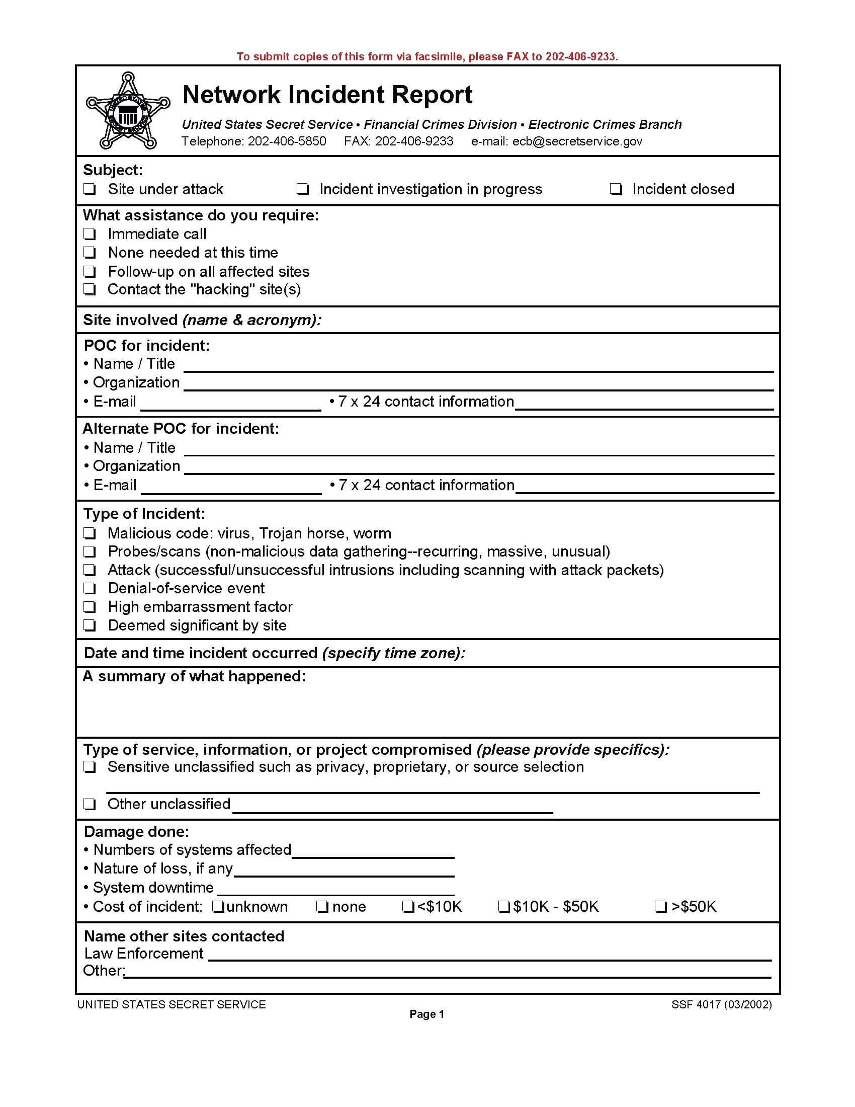 Technology Incident Report Template Templates Information For Serious Incident Report Template