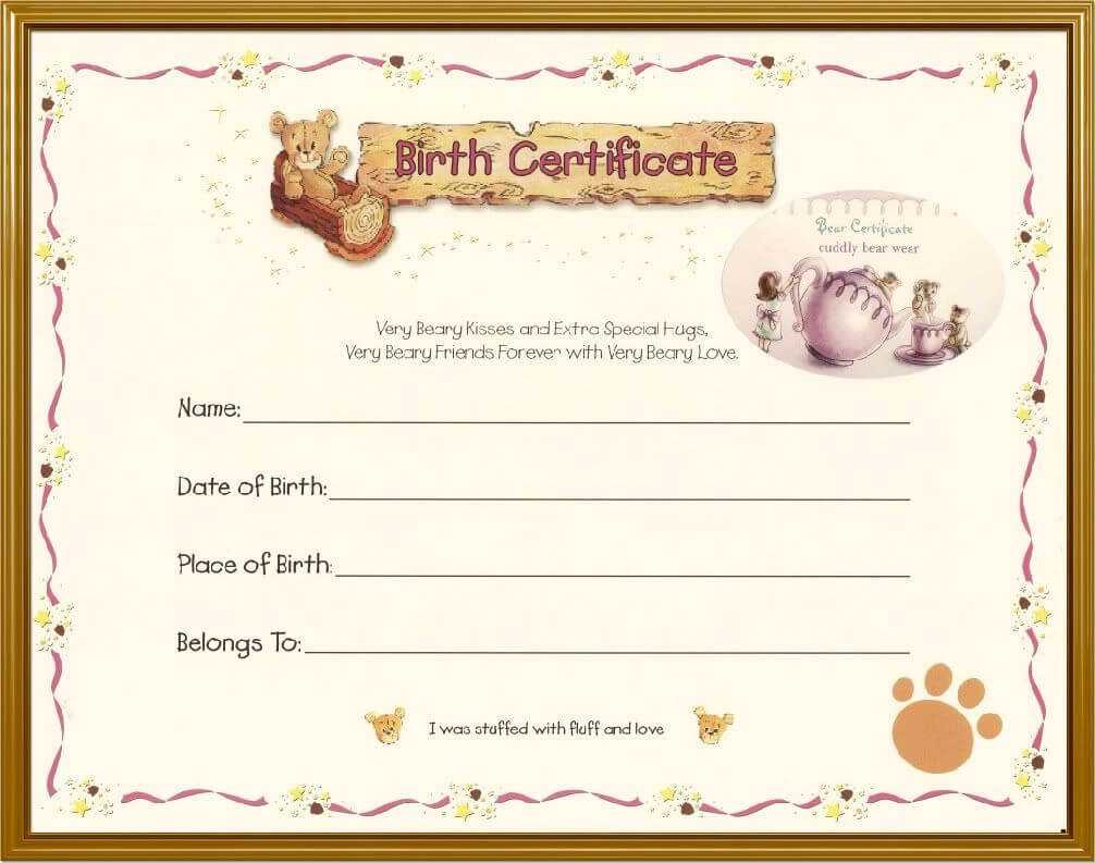 Teddy Bear Birth Certificate | Teddy Bear Tea | Teddy Bear Intended For Build A Bear Birth Certificate Template