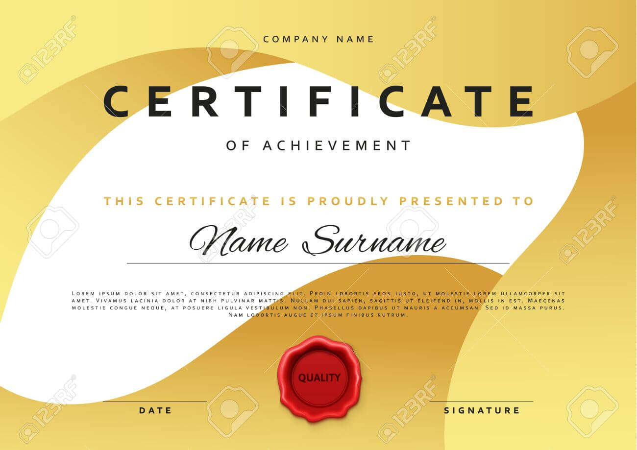 Template Certificate Design In Gold Color. Award Certificate.. For Award Certificate Design Template
