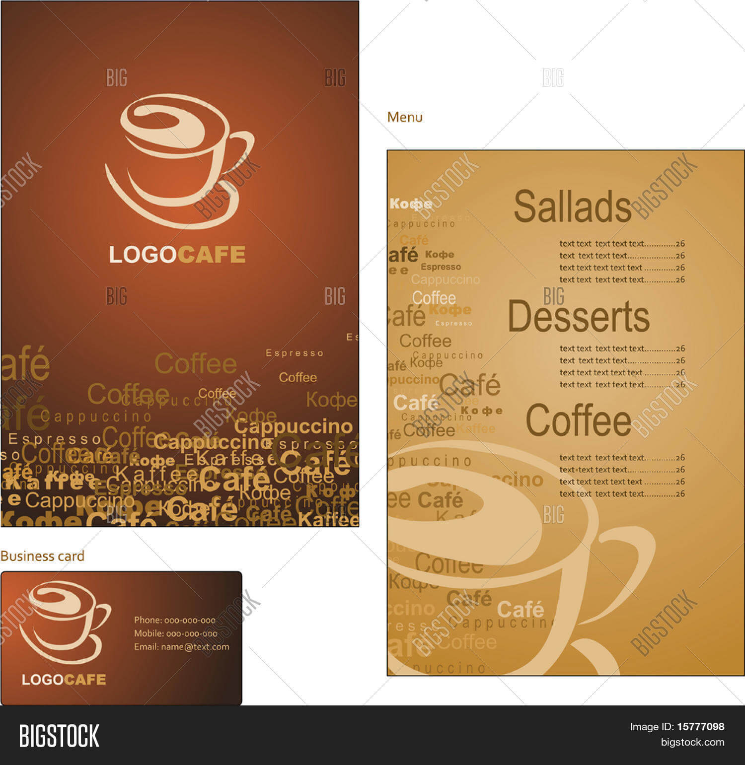 Template Designs Menu Vector & Photo (Free Trial) | Bigstock Inside Coffee Business Card Template Free
