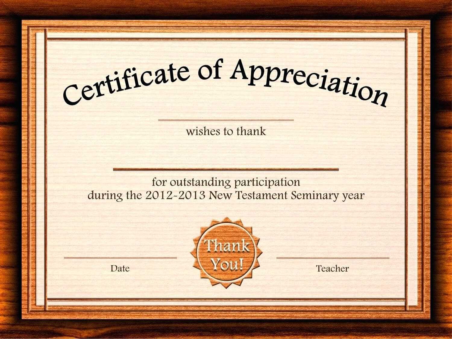 Template: Editable Certificate Of Appreciation Template Free For Certification Of Participation Free Template