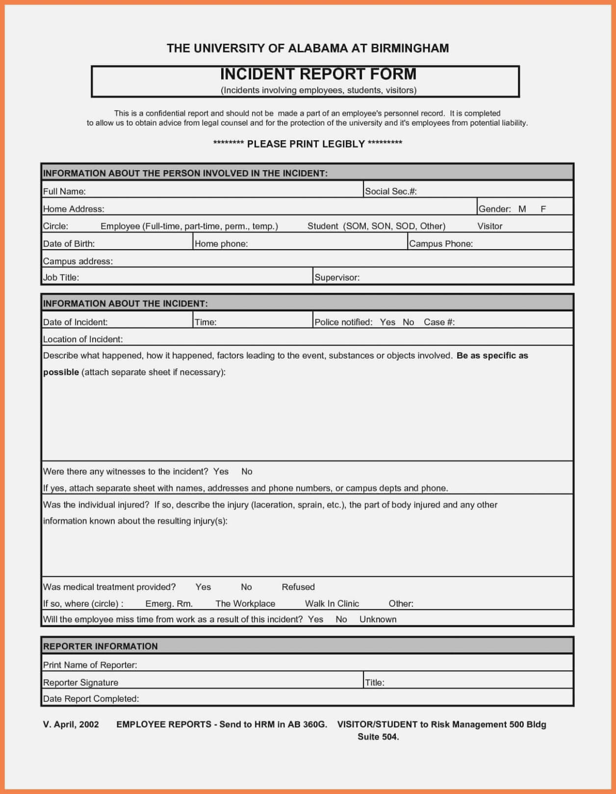 Template Ideas Accidenteport Forms Incident Hazard Form And Inside Health And Safety Incident Report Form Template