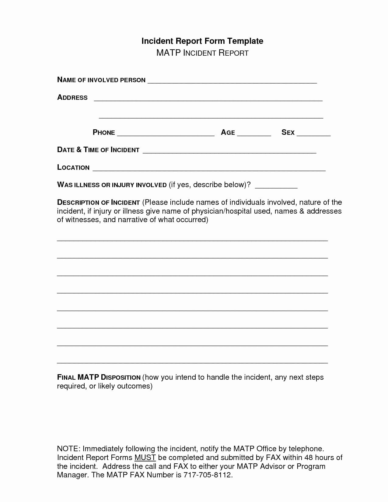 Template Incident Report Form Lovely School Incident Report In Generic Incident Report Template
