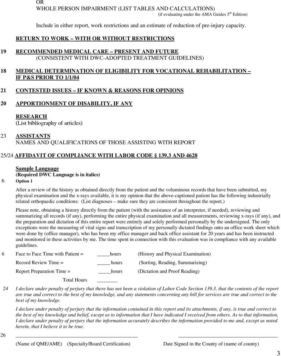 Template Medical Legal Report Workers Compensation Pdf Qme Pertaining To Medical Legal Report Template