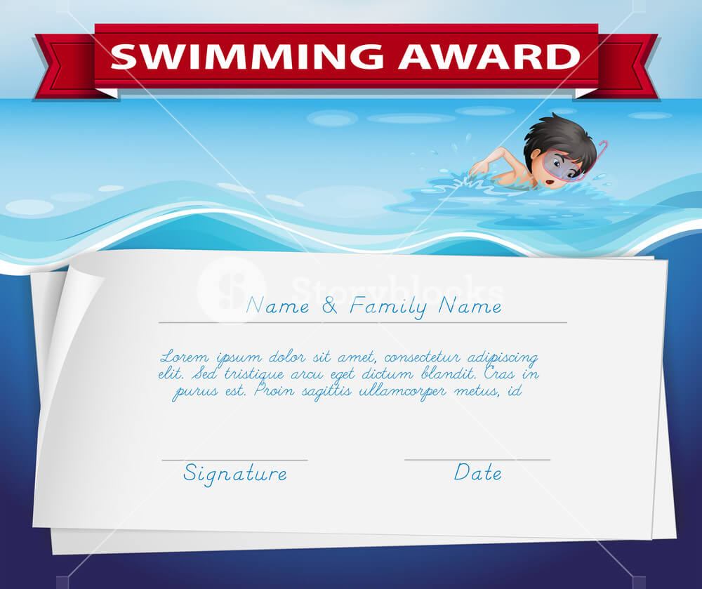 Template Of Certificate For Swimming Award Illustration Intended For Swimming Award Certificate Template