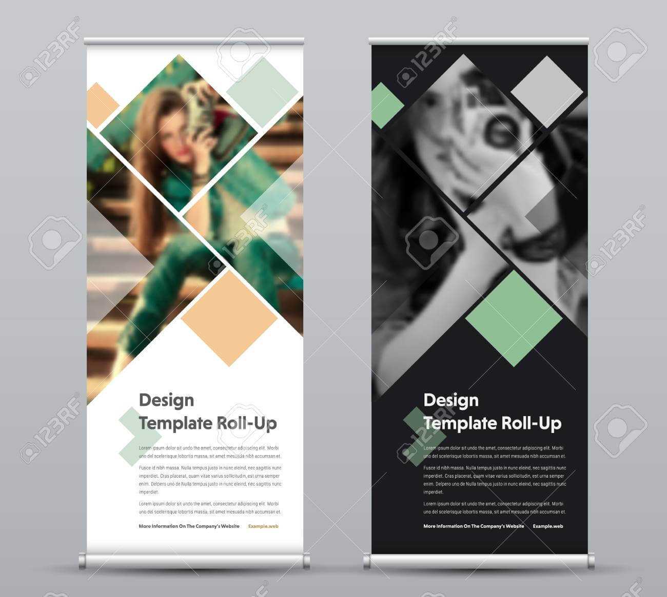 Template Of Vector Vertical Roll Up Banner With Square Elements.. Intended For Photography Banner Template