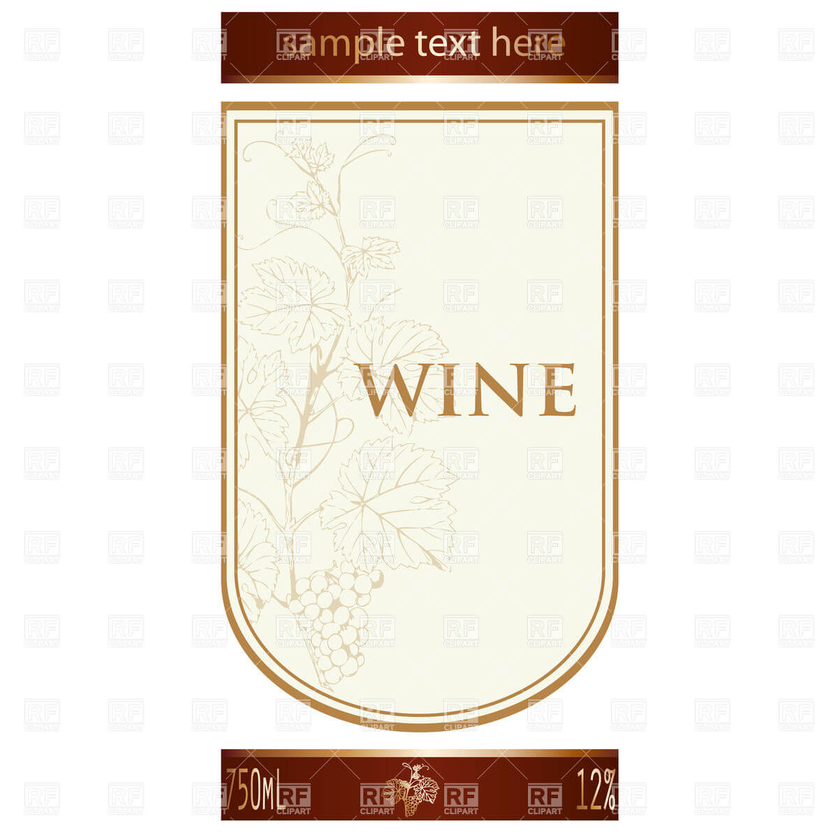 Template Of Wine Label With Vine And Bunch Of Grapes Stock Vector Image In Blank Wine Label Template