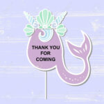 Template With Mermaid's Crown And Tail For Party Invitation,.. Intended For Thank You Card Template For Baby Shower