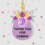 Template With Unicorn Tiara For Party Invitation, Baby Shower,.. Regarding Thank You Card Template For Baby Shower