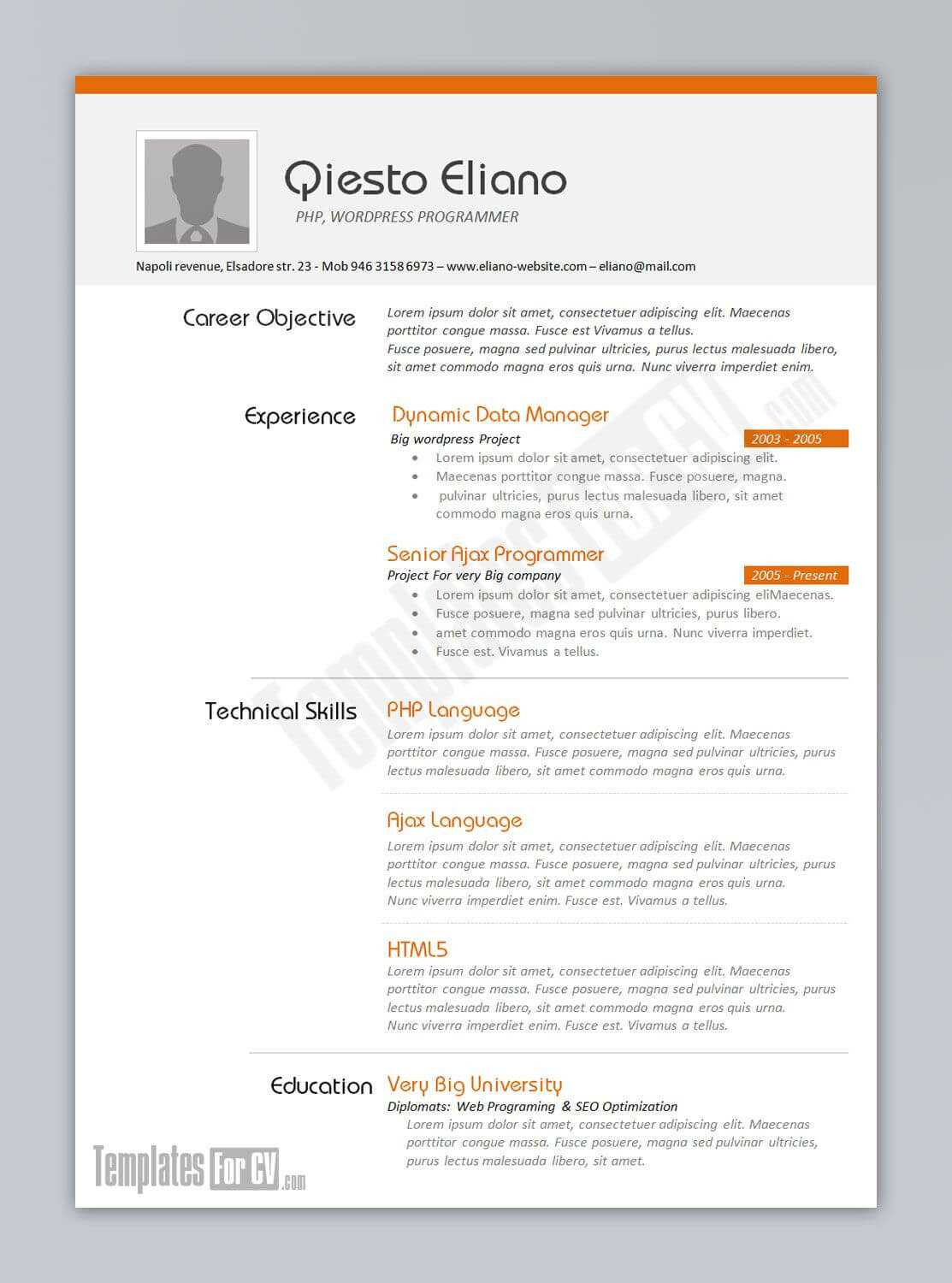 Templates For Cv – Programmertemplatesforcv.deviantart In Free Downloadable Resume Templates For Word