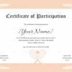 Tennis Participation Certificate Template In Templates For Certificates Of Participation