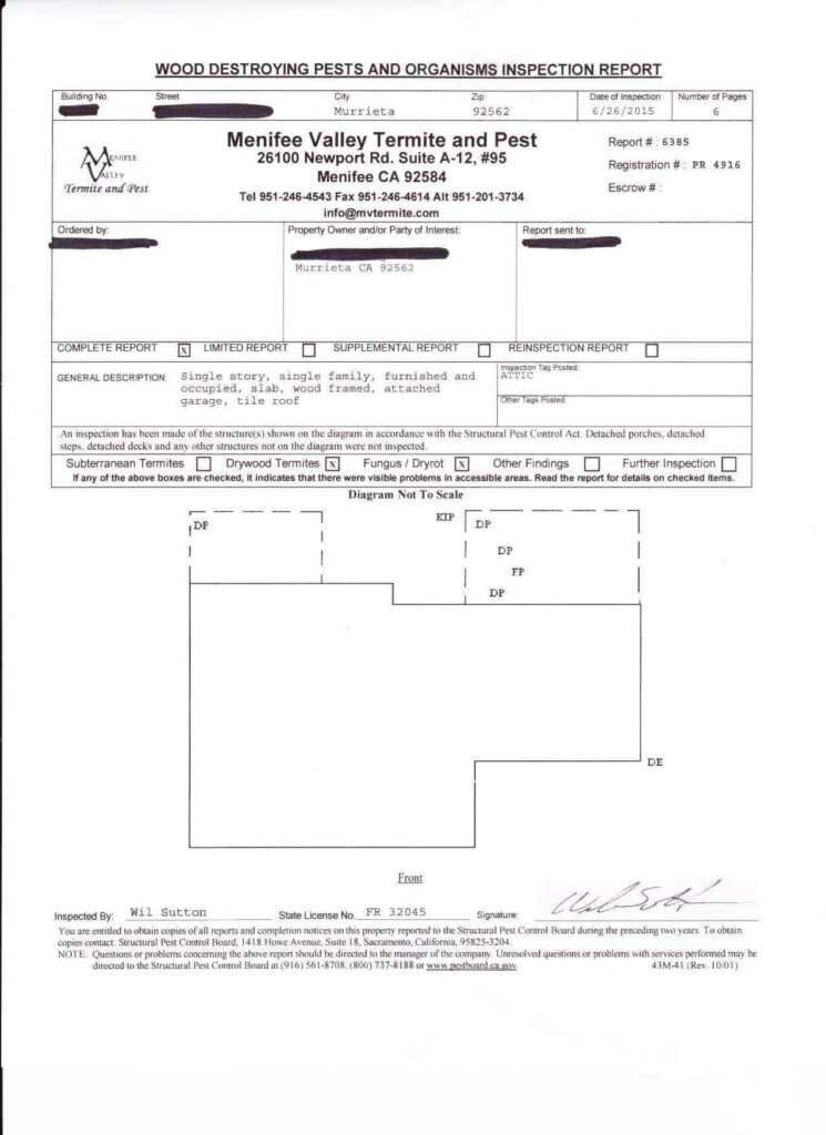 Termite Inspection Report Sample | Guitafora in Pest Control Report ...