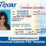 Texas Driver License Psd Template | Download Editable File For Texas Id Card Template