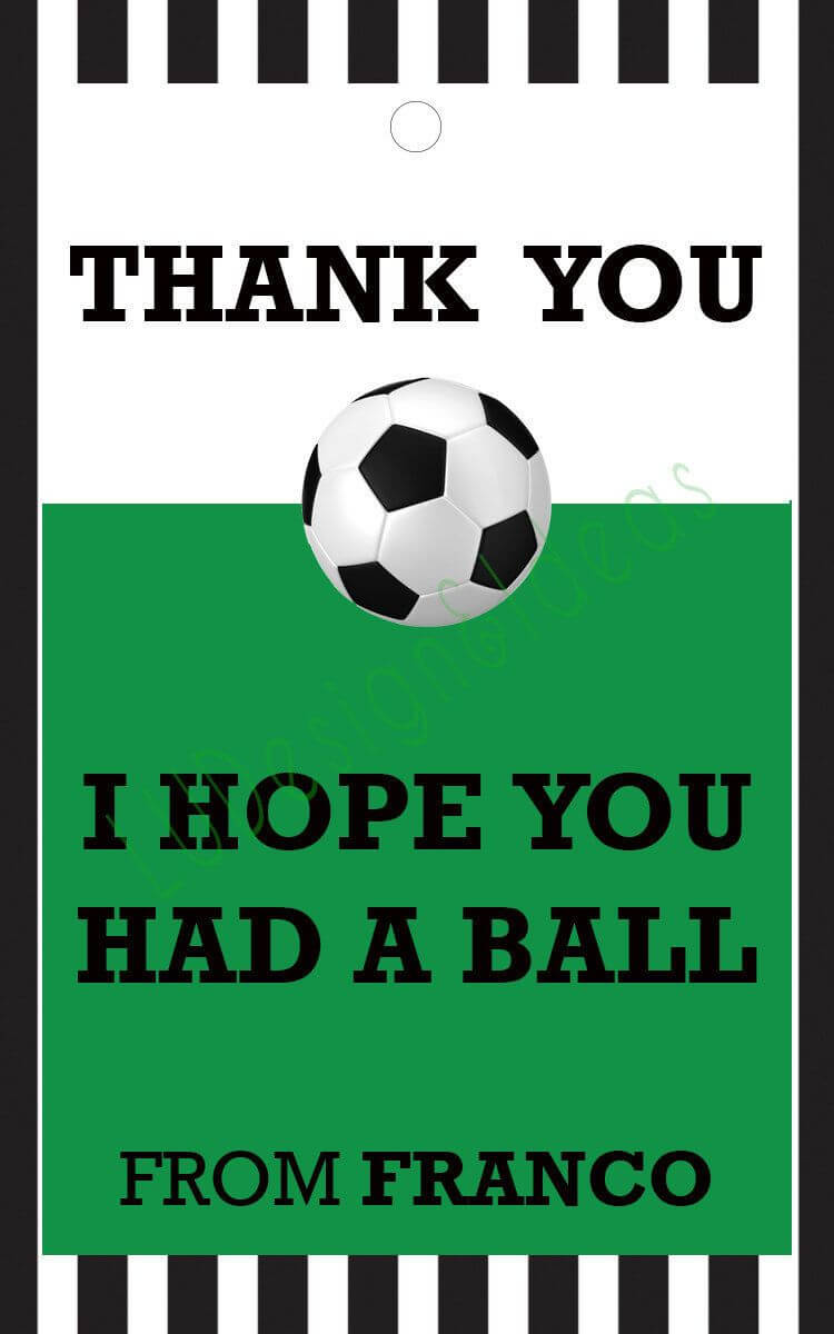 Thank You Card For Party Favors – Soccer Theme Pertaining To Soccer Thank You Card Template