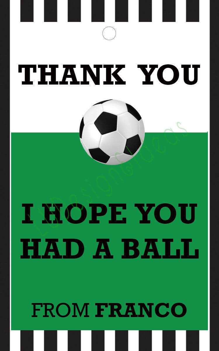 Thank You Card For Party Favors – Soccer Theme Pertaining To Soccer Thank You Card Template