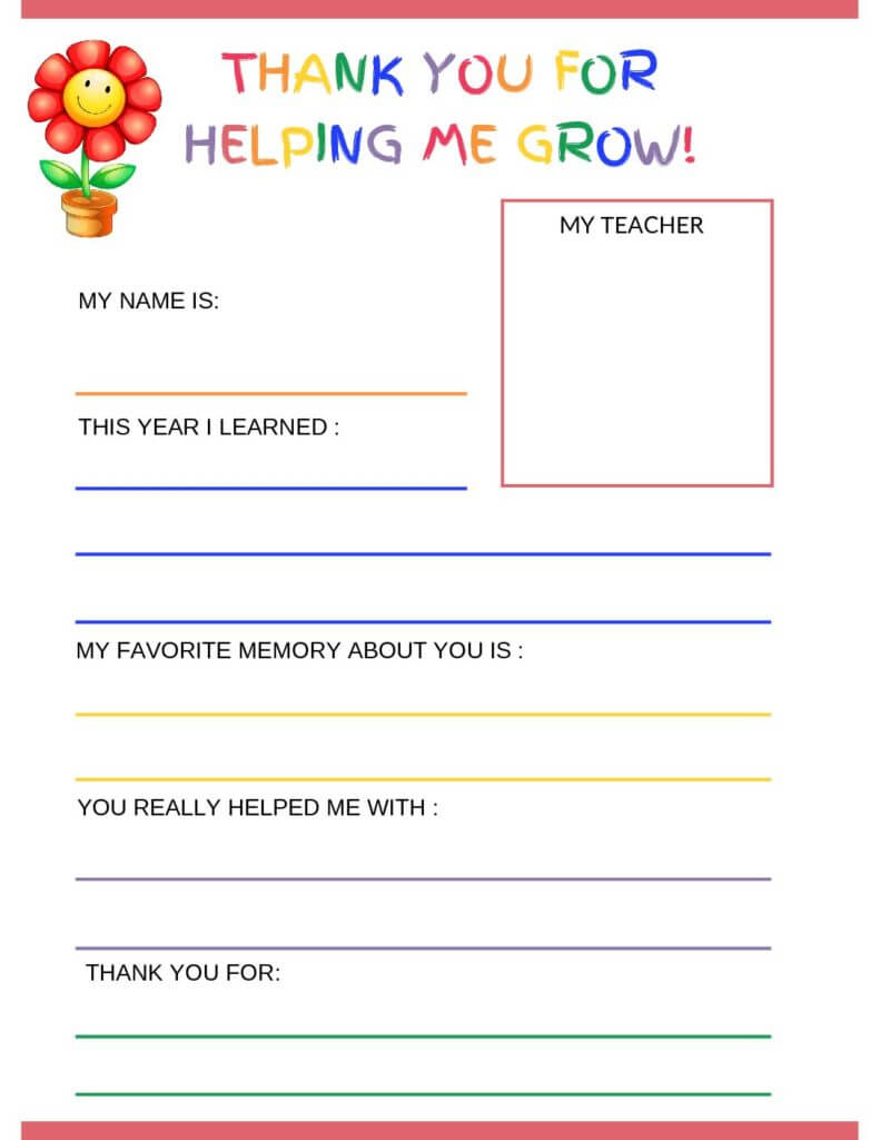 Thank You Letter To Teacher From Student – Free Printable In Thank You Card For Teacher Template