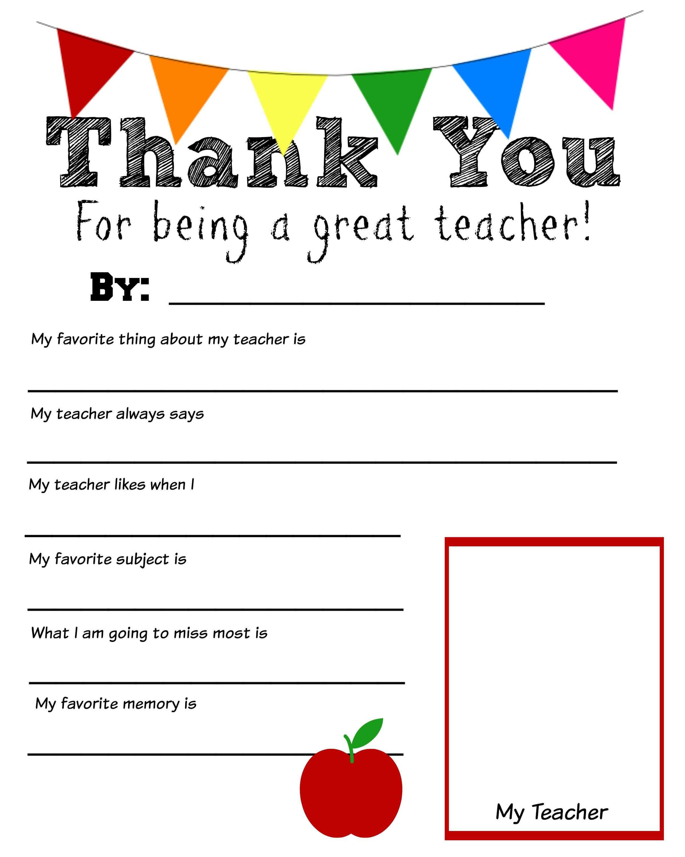 Thank You Teacher Free Printable | School Days | Teacher regarding Thank You Card For Teacher Template