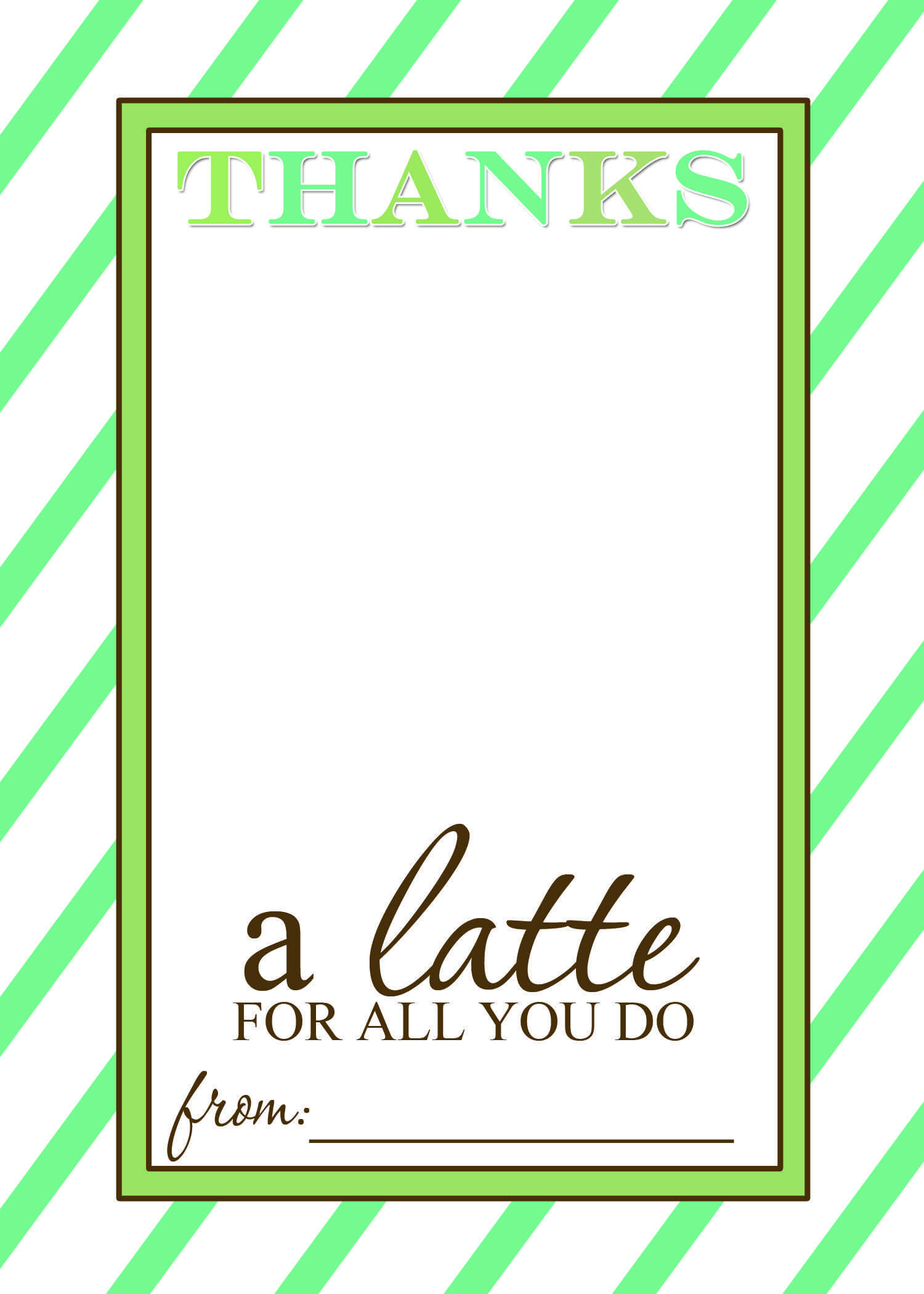 Thanks A Latte Free Printable Gift Card Holder Teacher Gift Inside Thanks A Latte Card Template