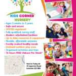 The Back Of An A5 Flyer Designed For Kids Corner Nursery In Within Play School Brochure Templates