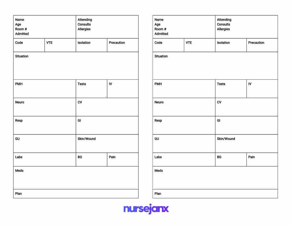 The Best Sbar & Brain Free Nursing Report Sheets – 2018 In Nurse Report Sheet Templates