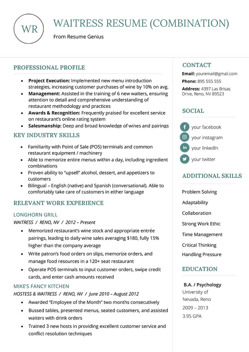 The Combination Resume: Examples, Templates, & Writing Guide For Combination Resume Template Word