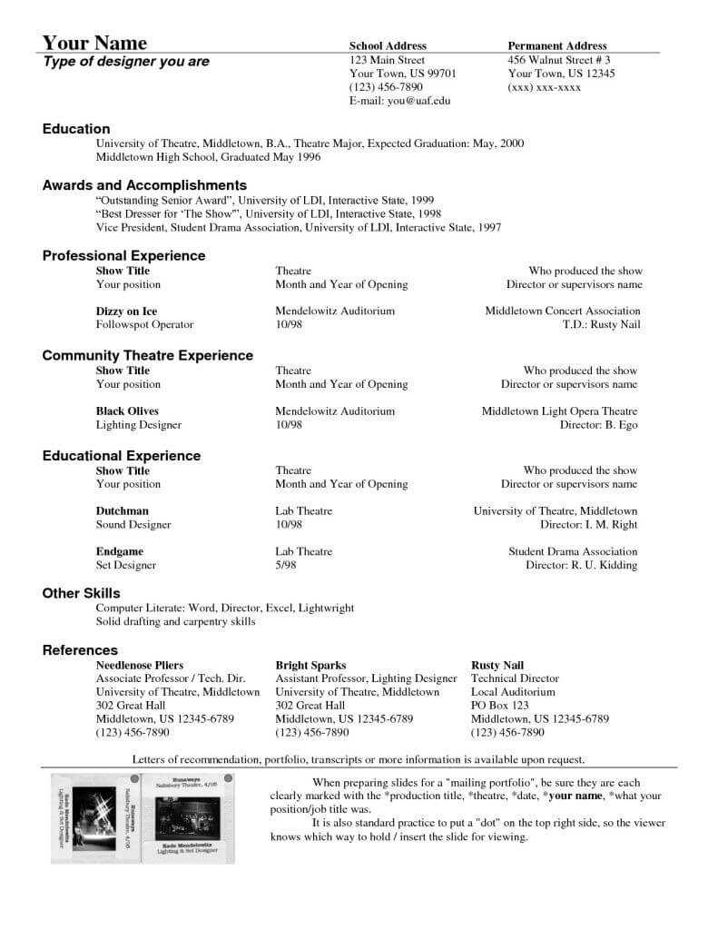 Theatre Resume Template | Drama Teacher | Acting Resume Throughout Theatrical Resume Template Word