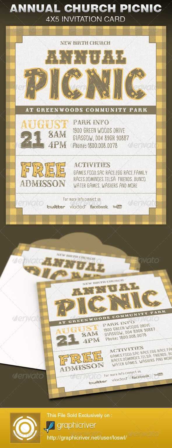 This Annual Church Picnic Invite Card Template Is Great For Within Church Invite Cards Template