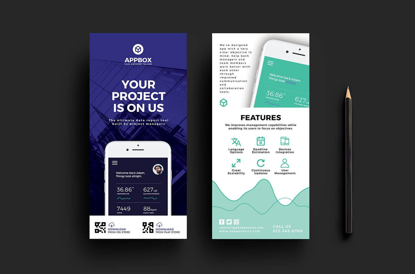 This Mobile App Dl Card Template Is Ideal For Promoting App Within Dl Card Template