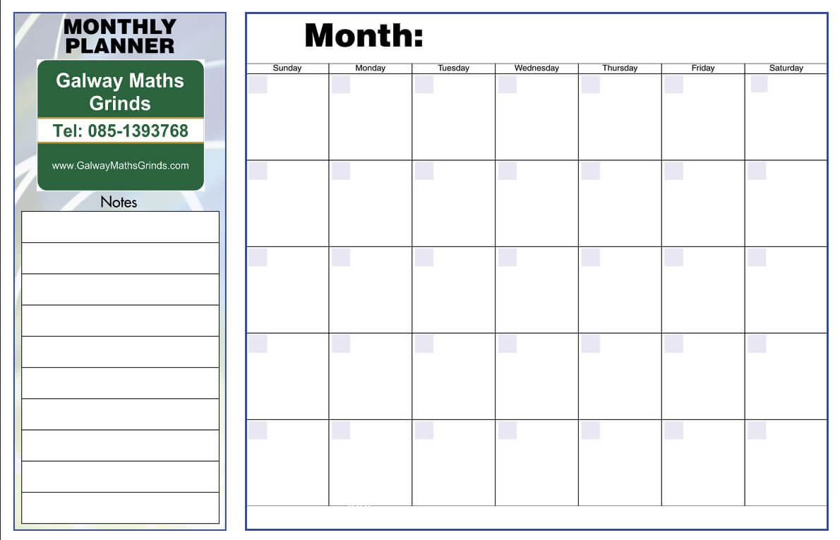 Time Table Templates | Galway Maths Grinds Within Blank Revision Timetable Template