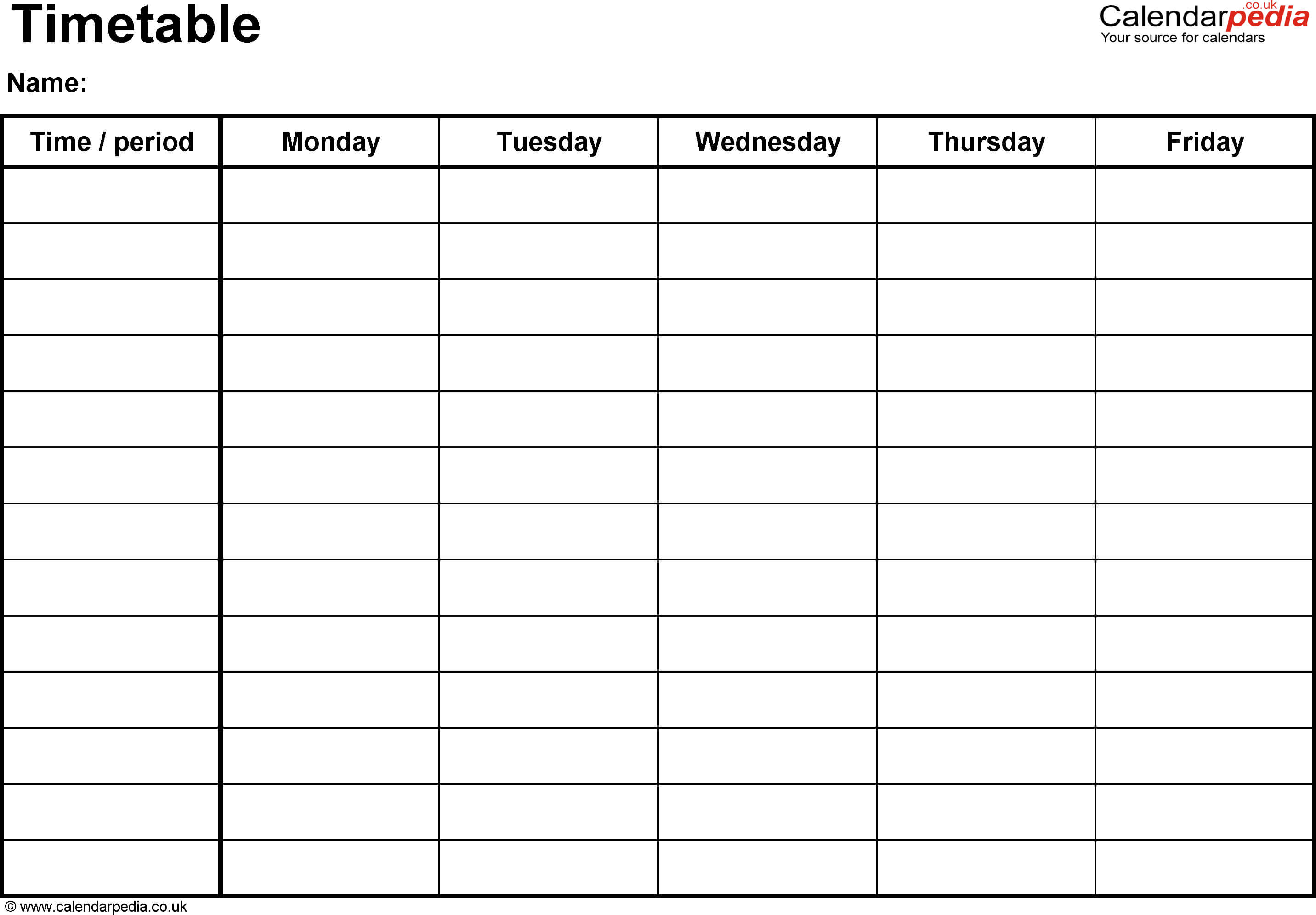 Timetable Templates For Microsoft Word – Free And Printable With Blank Revision Timetable Template