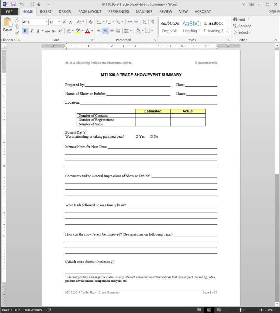 Trade Show Event Summary Template | Mt1030 9 With Regard To After Event Report Template