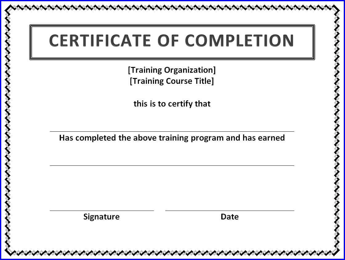 Training Certificate Of Completion – Ms Word Templates – Ms Regarding Certificate Of Completion Word Template