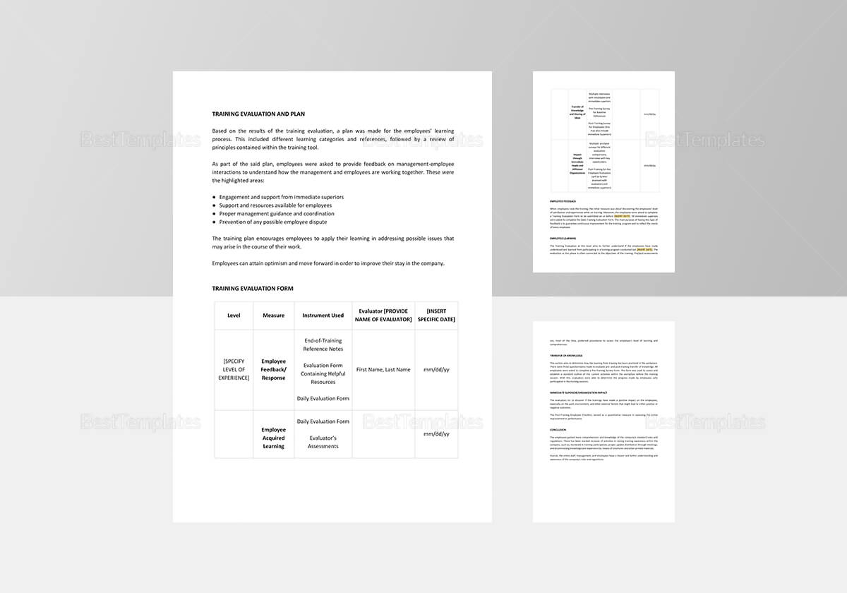 Training Evaluation Report Template In Training Feedback Report Template