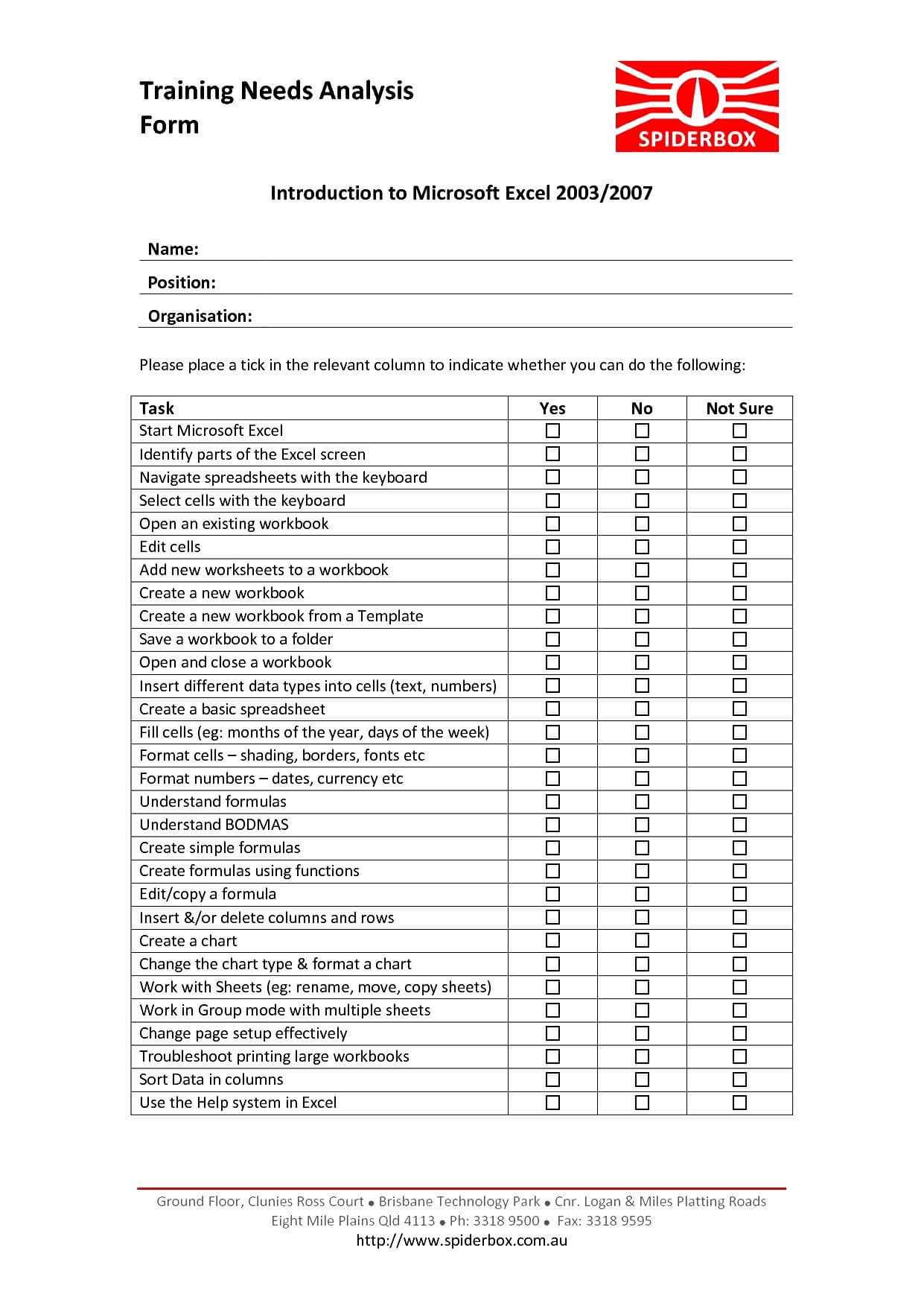 Training Needs Assessment Template – Hizir.kaptanband.co Throughout Training Needs Analysis Report Template