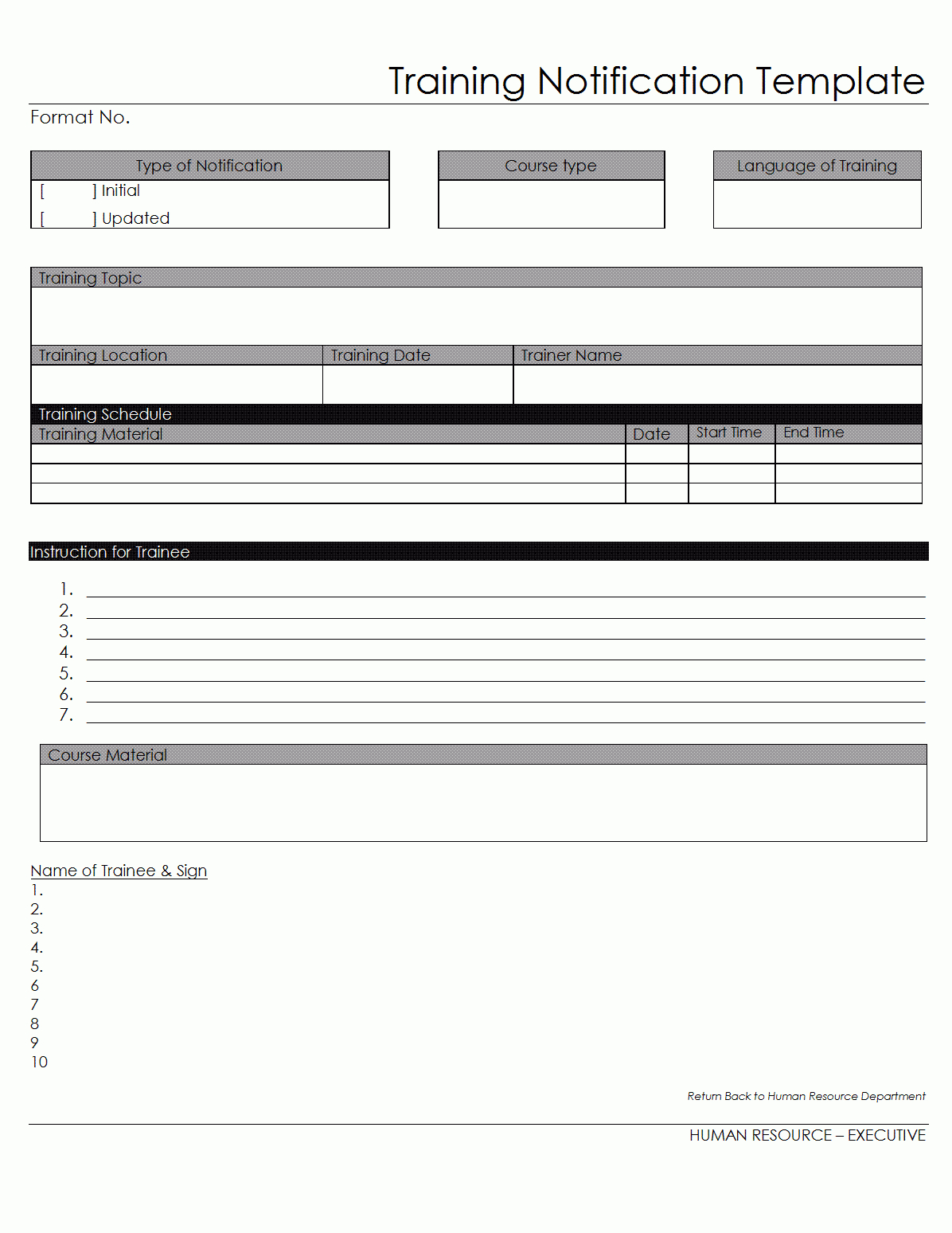 Training Notification Template Format – Sample – Examples Within Training Report Template Format