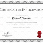 Training Participation Certificate Template Intended For Templates For Certificates Of Participation