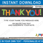 Trampoline Party Thank You Cards Template – Boys In Soccer Thank You Card Template