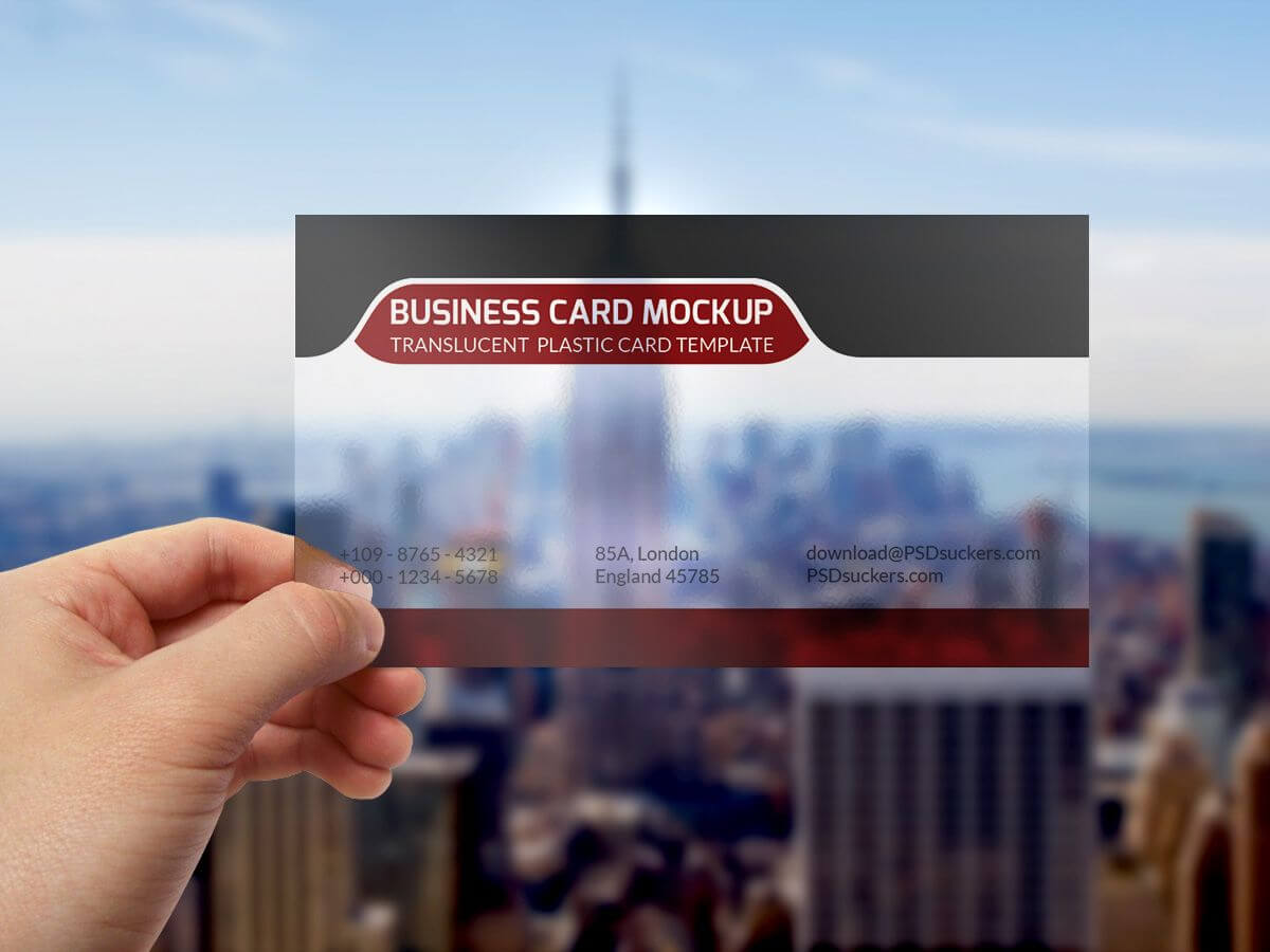 Translucent Plastic Business Card Mockup | Photoshop Mockups For Transparent Business Cards Template