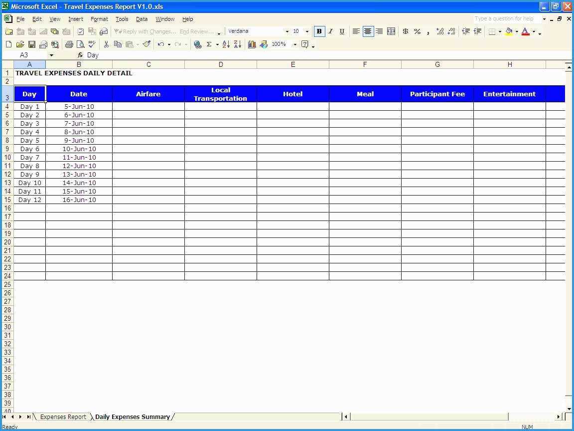 Travel Expenses Template Free Download Pleasant Excel Throughout Expense Report Spreadsheet Template Excel