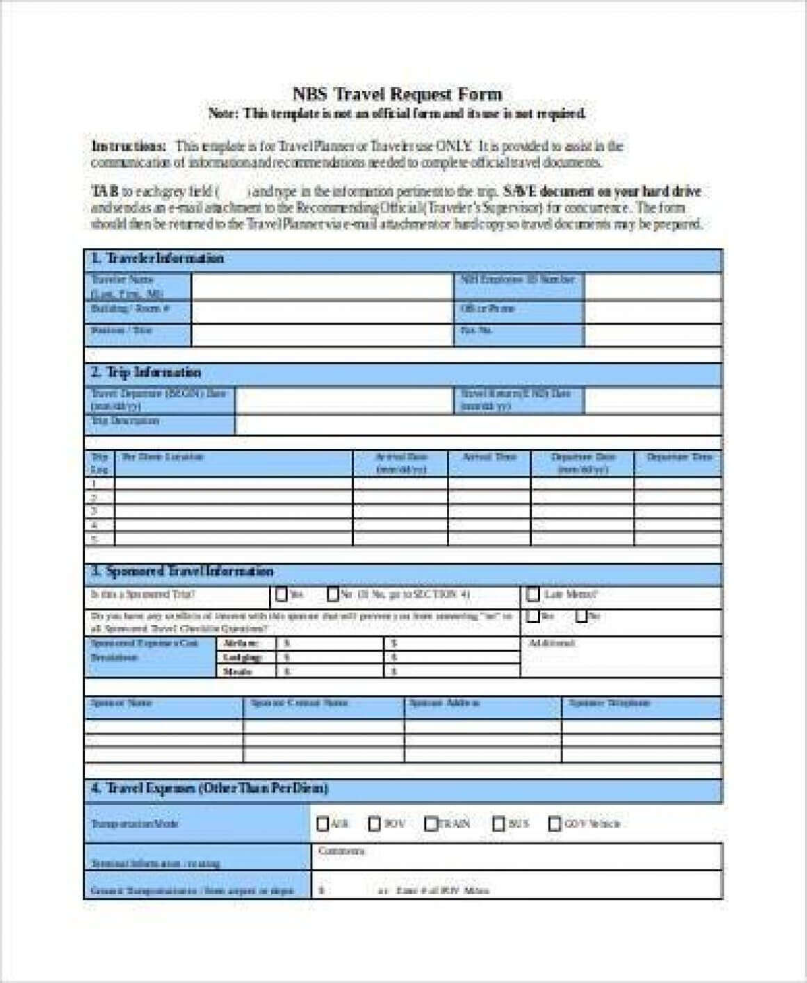 Travel Request Form Full Sample Business – Thefaultless In Travel Request Form Template Word