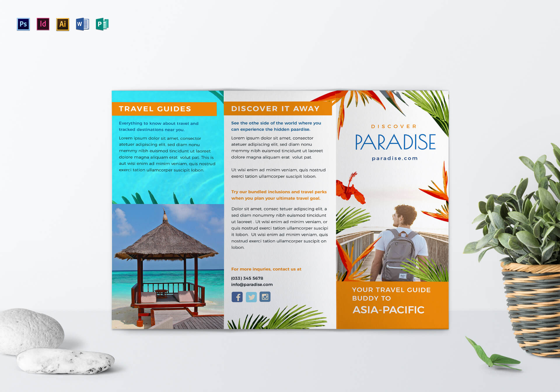 Travel Tri Fold Brochure Template With Word Travel Brochure Template