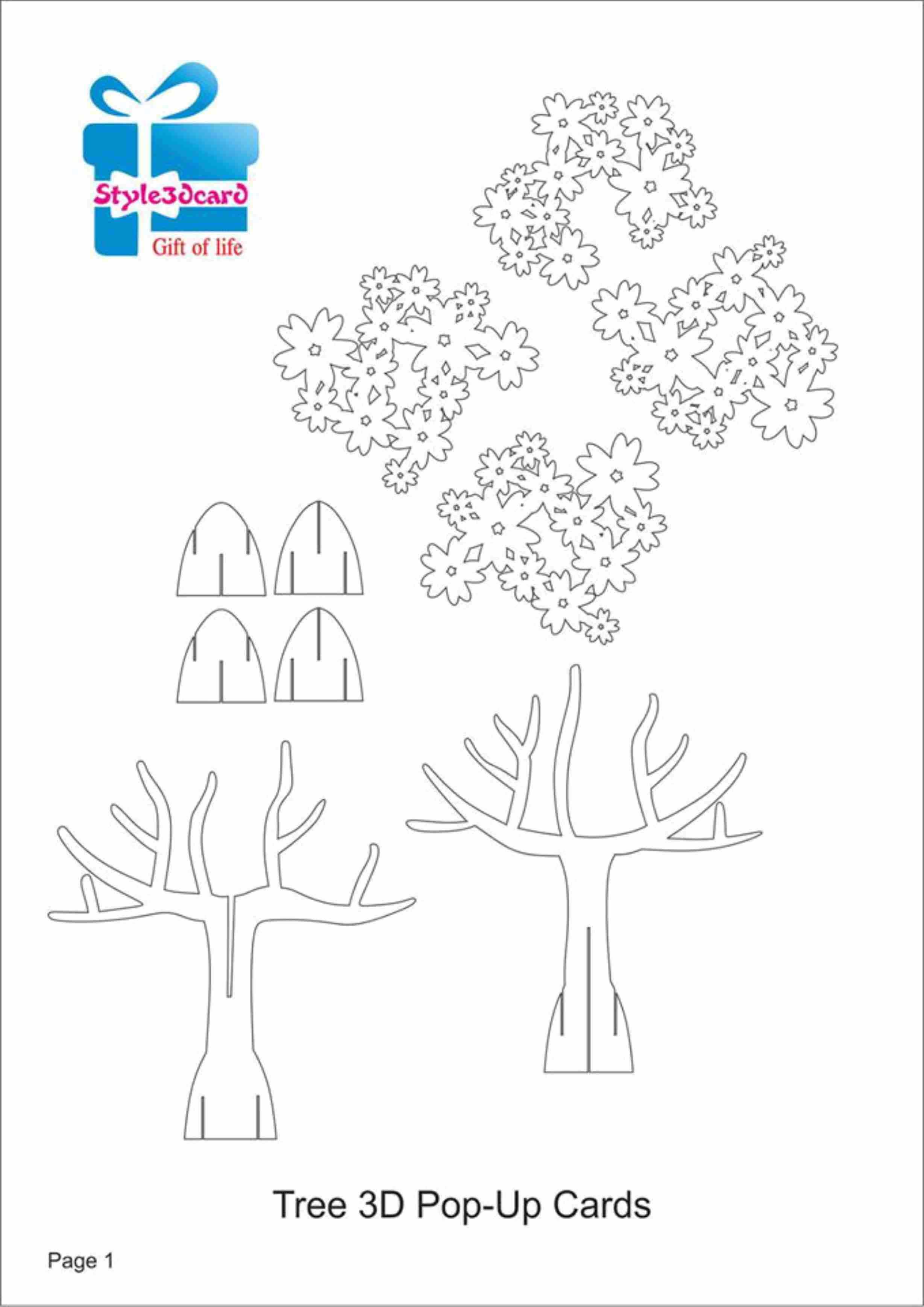 Tree 3D Pop Up Card/ Kirigami Pattern 1 | Kirigami Art | Pop For Diy Pop Up Cards Templates