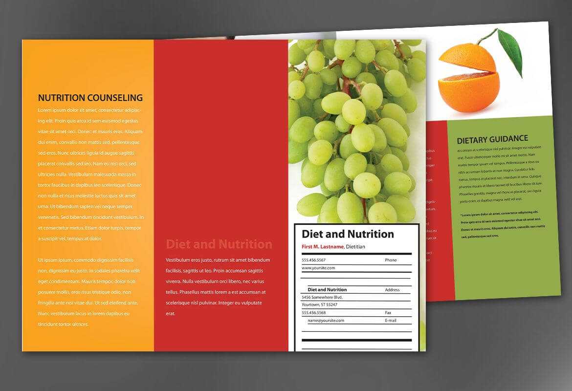 Tri Fold Brochure Template For Health And Nutrition. Order for Nutrition Brochure Template