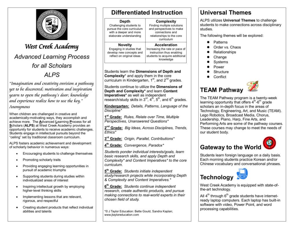 Trifold Brochure Template – West Creek Academy With Regard To Student Brochure Template