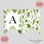 Tropical Greenery Baby Shower Bunting Flag Banner | Nursery With Diy Baby Shower Banner Template