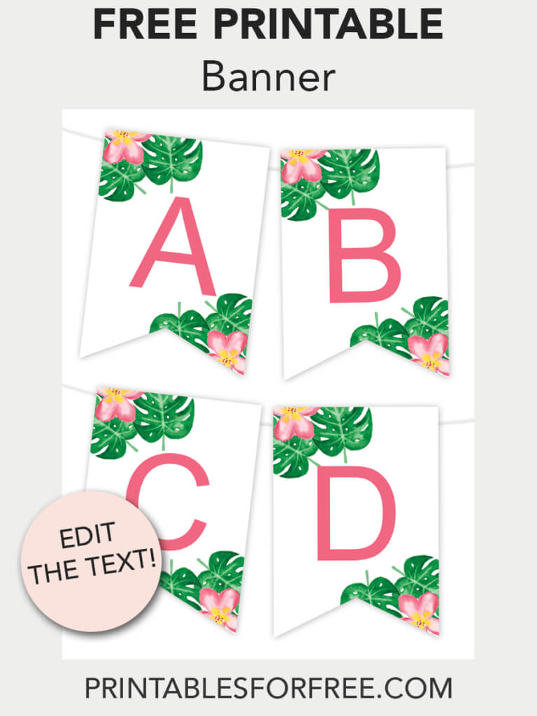 Tropical Printable Banner | Free Printables – Free Printable Inside Printable Letter Templates For Banners