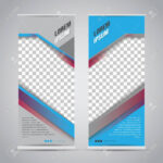 Twin Blue Roll Up Banner Stand Design Template In Banner Stand Design Templates