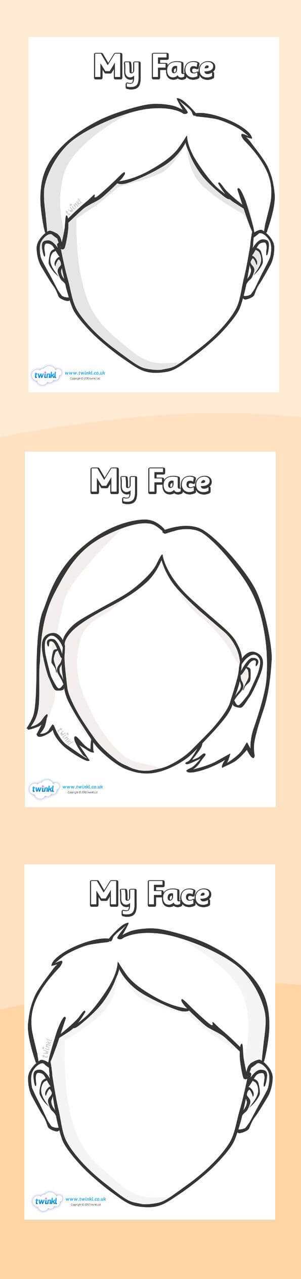 Twinkl Resources >> Blank Face Templates With Face Features In Blank Face Template Preschool